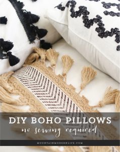 Who doesn't love throw pillows? Add texture to your home with these super easy DIY boho pillows, no sewing required! MountainModernLife.com