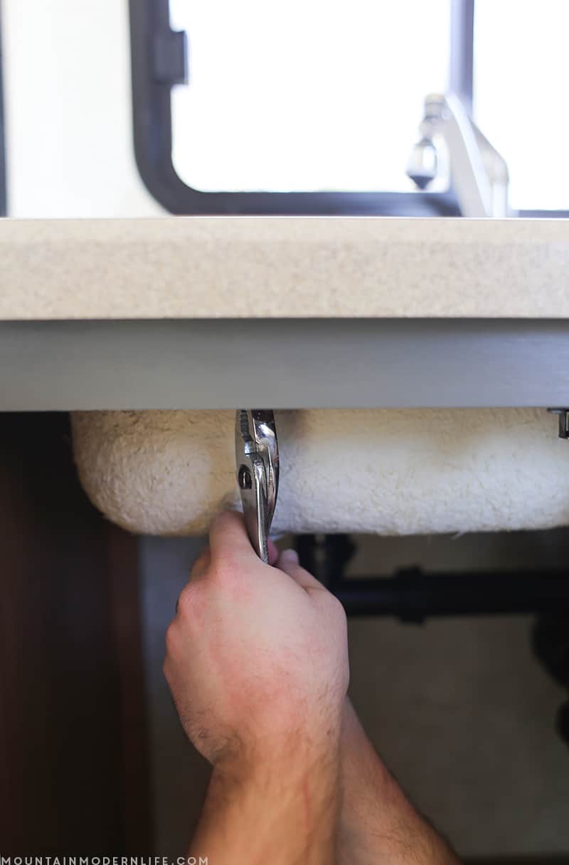 See how easy it is to remove your RV Kitchen Sink, in case you need to set it aside, clean it or replace it. MountainModernLife.com