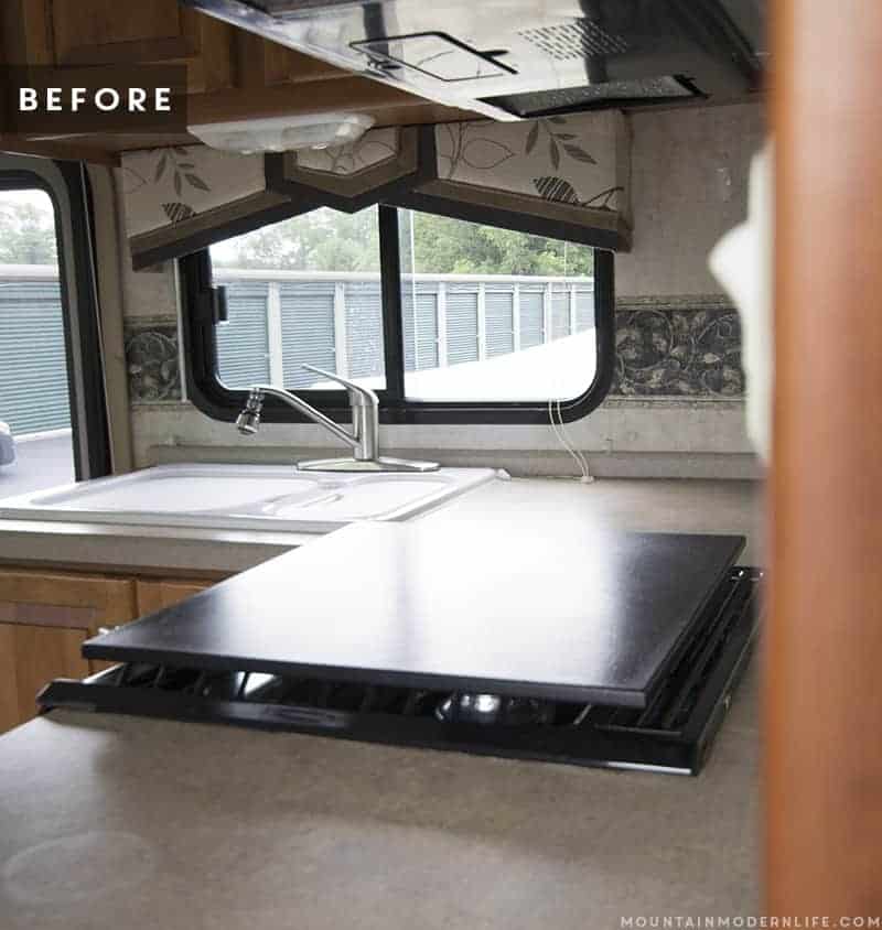 Looking for an affordable way to update your kitchen counters? Check out this post on how to Create Wood Counters from Flooring (in a RV)!