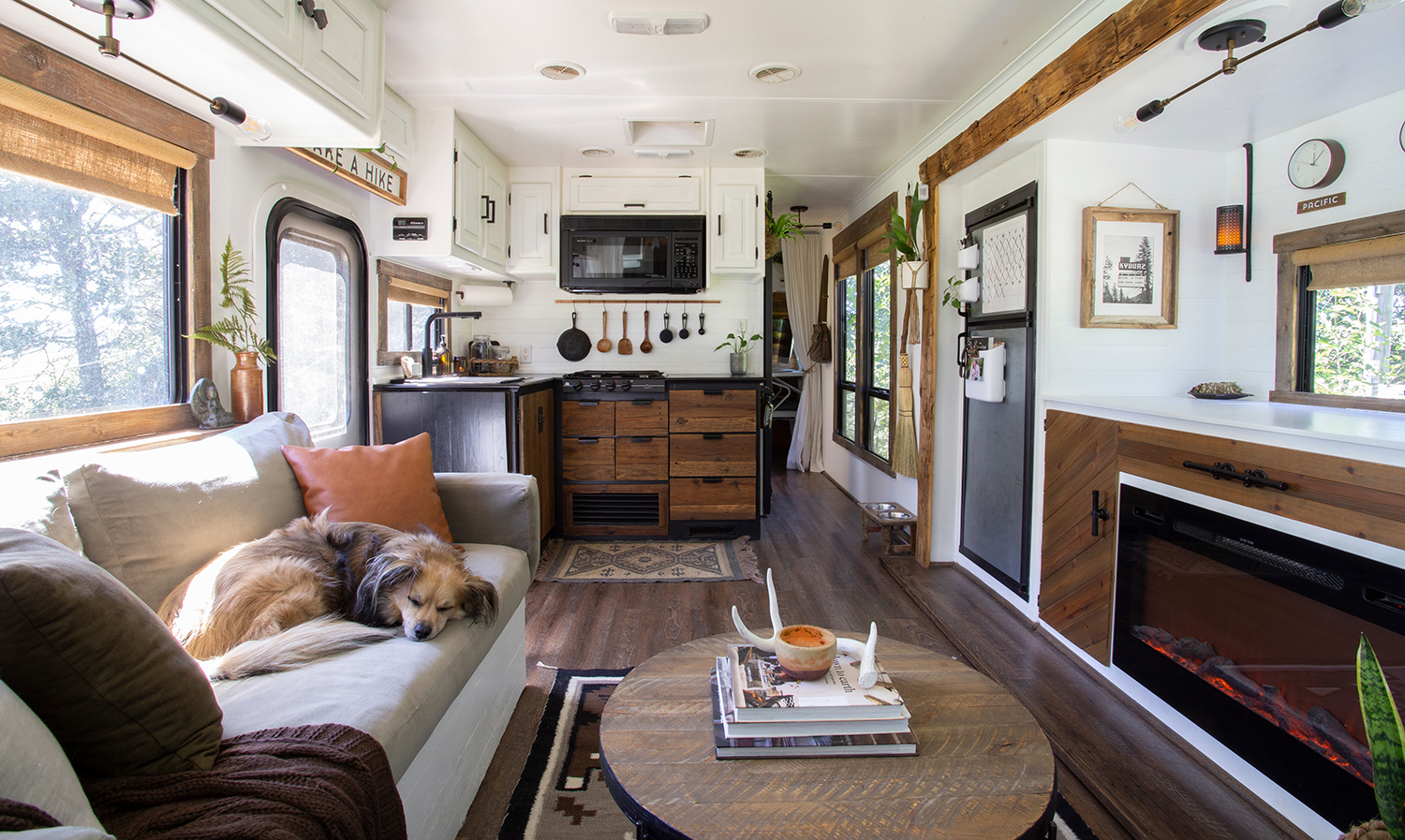 motorhome with walls painted white