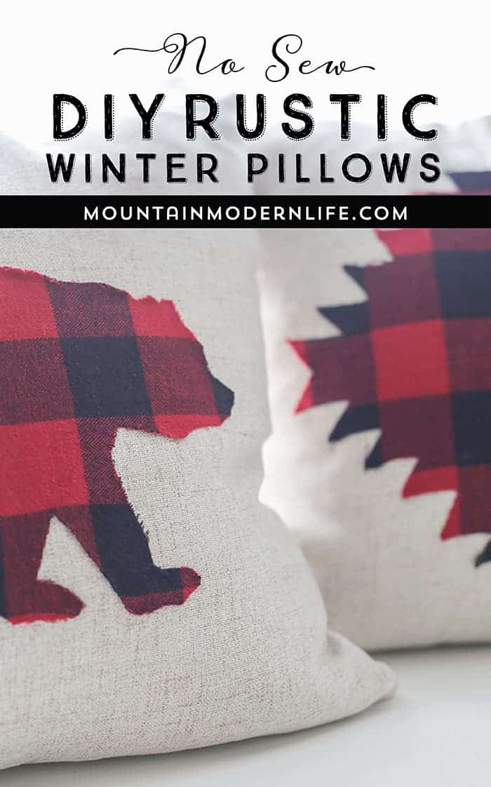 Love Buffalo Plaid? See how easy it is to make these No-Sew Rustic Winter Pillows that you can keep around after the holidays! MountainModernLife.com