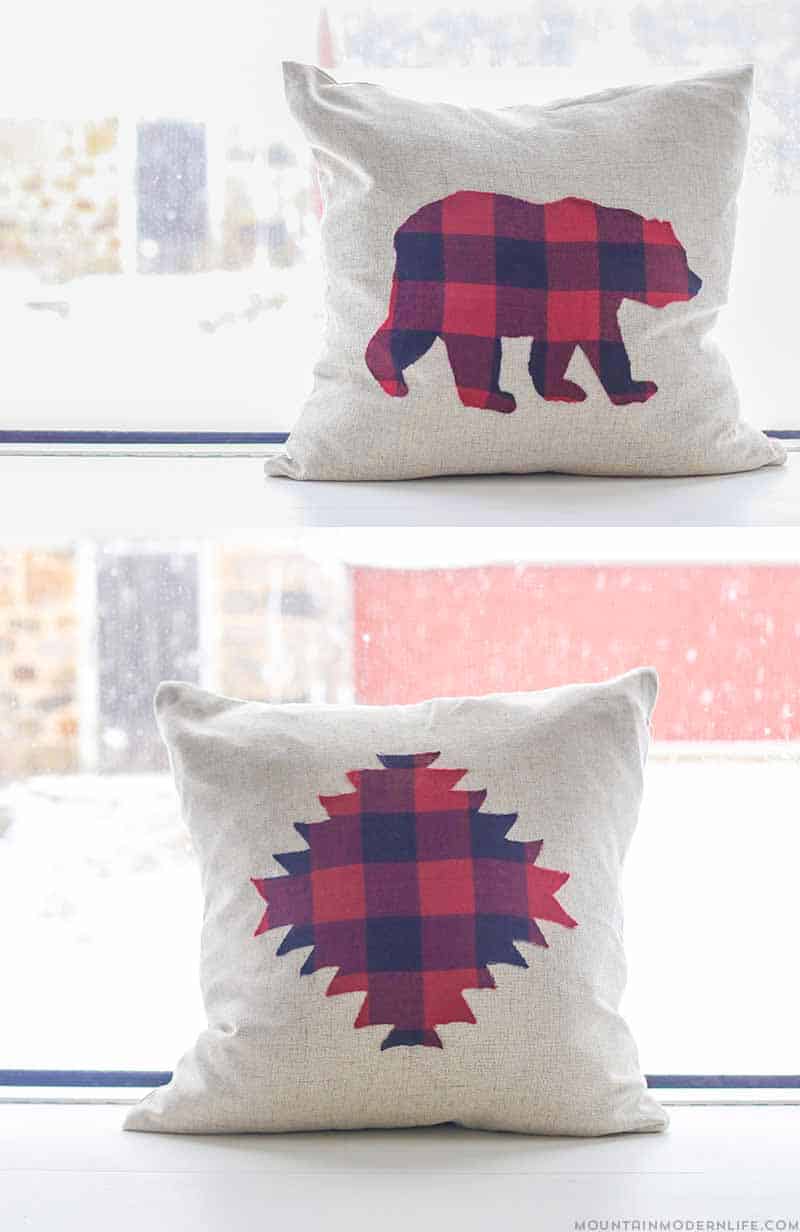 Love Buffalo Plaid? See how easy it is to make these No-Sew Rustic Winter Pillows that you can keep around after the holidays! MountainModernLife.com