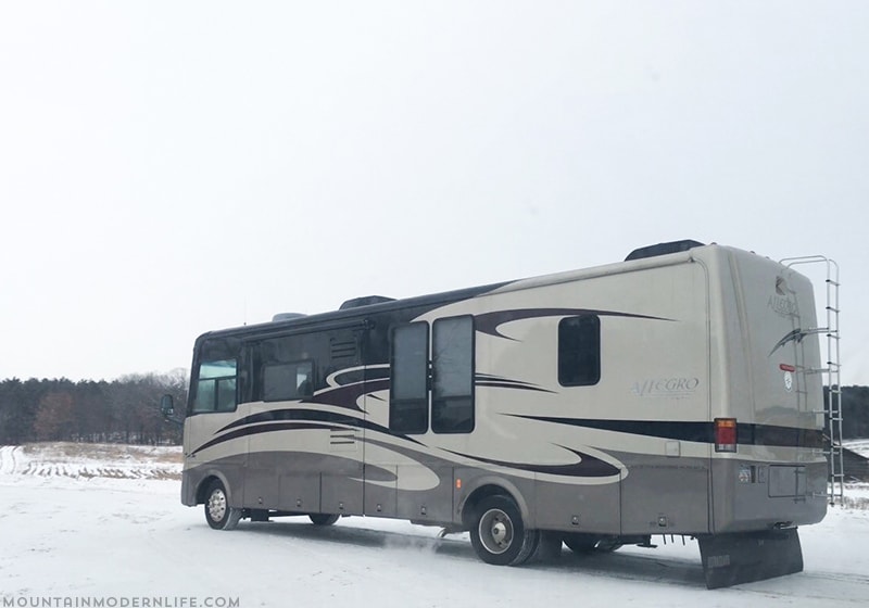 Our Tiffin Allegro Open Road in the snow | mountainmodernlife.com