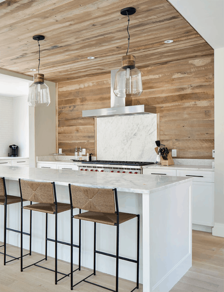 Wood Planked Kitchen Backsplash MountainModernLife Com   Wood Planked Backsplash Modern Farmhouse Houzz 786x1024 