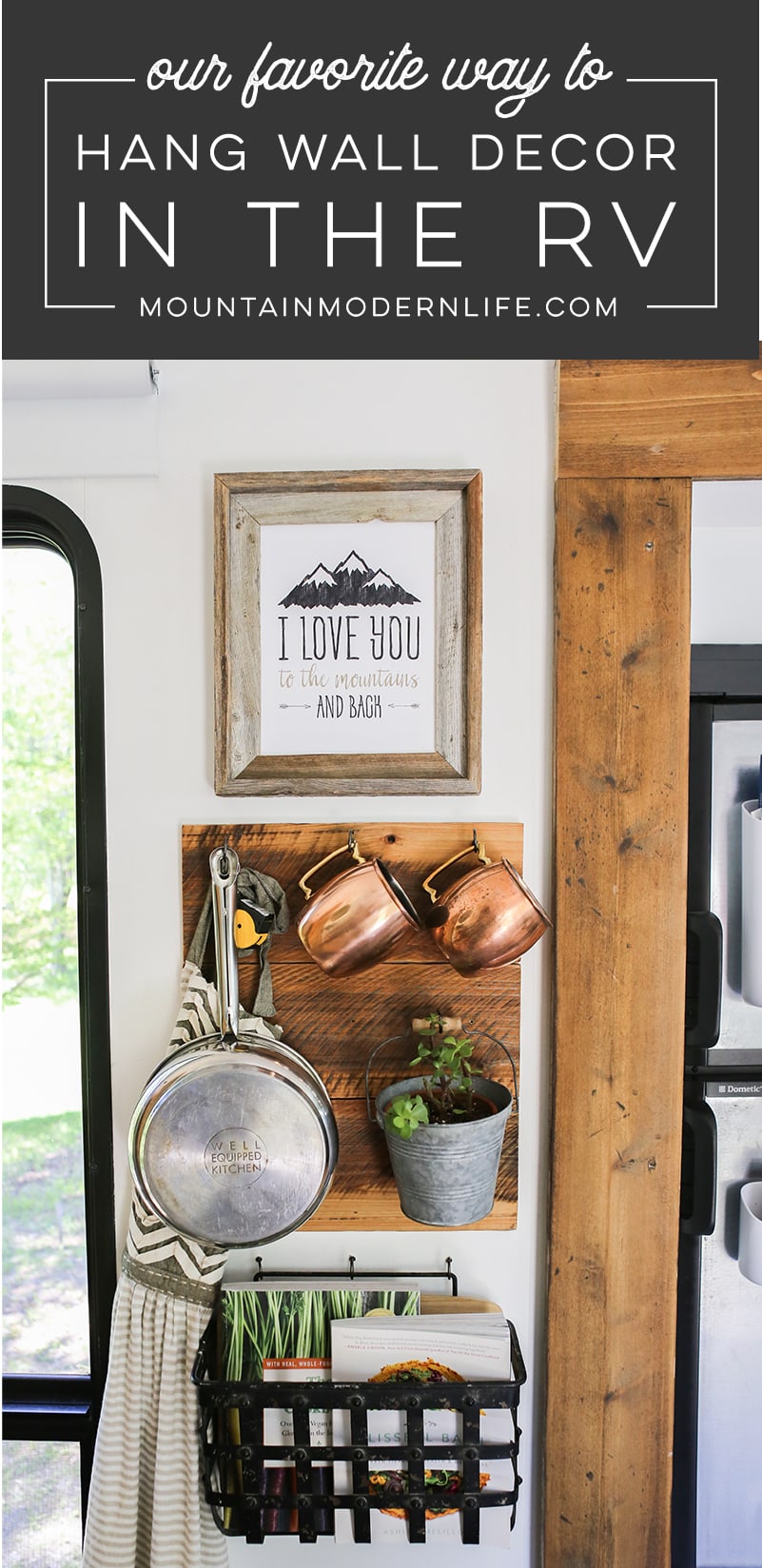 Looking for ways to easily hang frames without using screws or nails? Check out our favorite way to hang wall decor in the RV! MountainModernLife.com