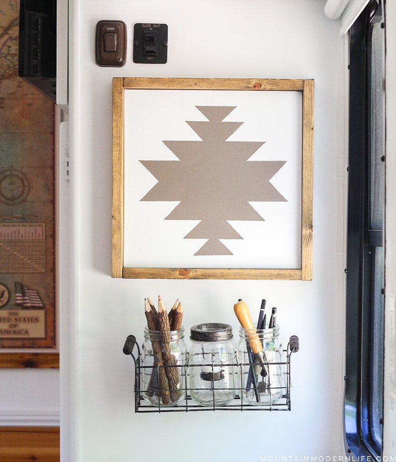 See how easy it is to make this Navajo-inspired wall art, the perfect way to add rustic or Southwest decor to your home or RV! MountainModernLife.com