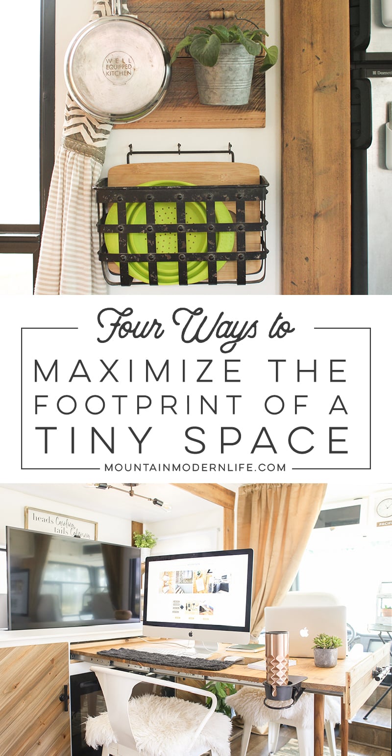 Looking for ways to maximize the space in your tiny house on wheels? Check out these four tips! MountainModernLife.com