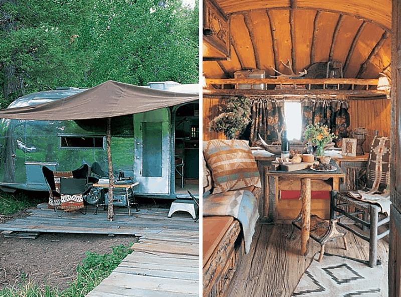 If white paint, various wood tones, and lots of texture is your thing, you'll love these rustic camper remodels! Photo: Ralph Lauren Airstream