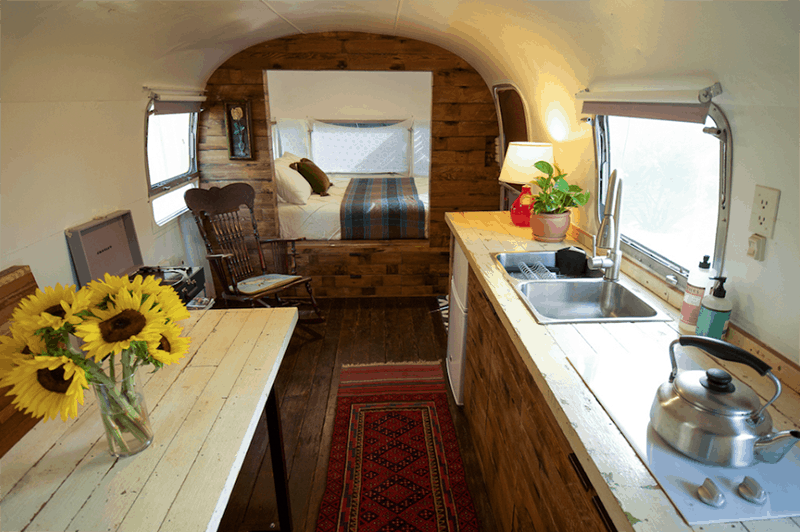 If white paint, various wood tones, and lots of texture is your thing, you'll love these rustic camper remodels! Photo Source: airbnb
