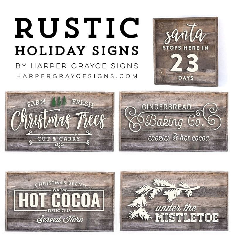 Spread Christmas cheer with Harper Grayce signs! These handcrafted signs are made with reclaimed wood and laser cut letters. MountainModernLife.com
