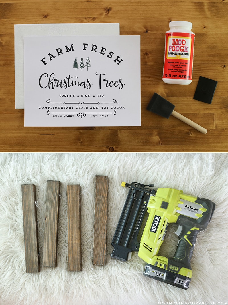 See how easy it is to make Holiday signs from printables with this image transfer method! Perfect for decorating your own home or to give away as gifts. MountainModernLife.com