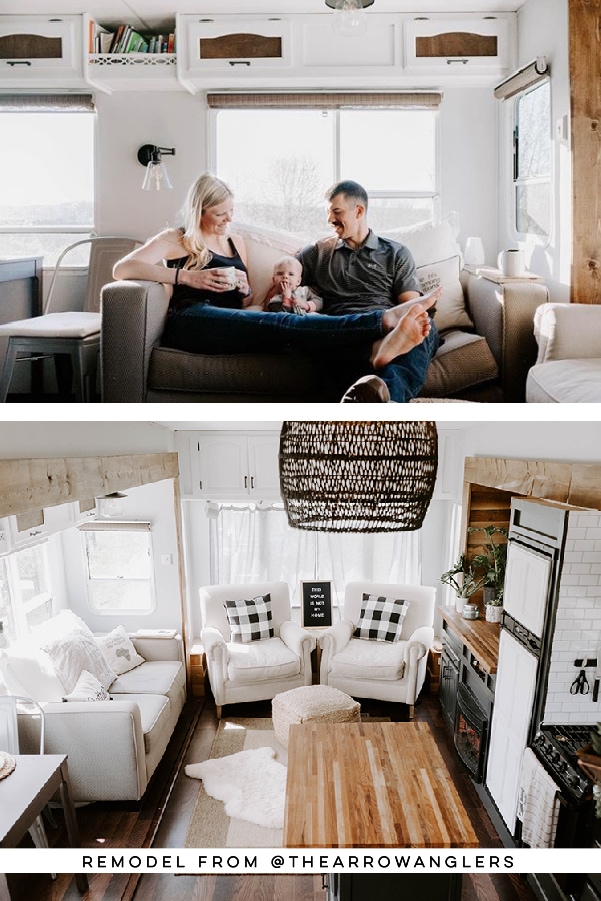 Tour this modern farmhouse-inspired fifth wheel from The Arrow Anglers over at MountainModernLife.com!