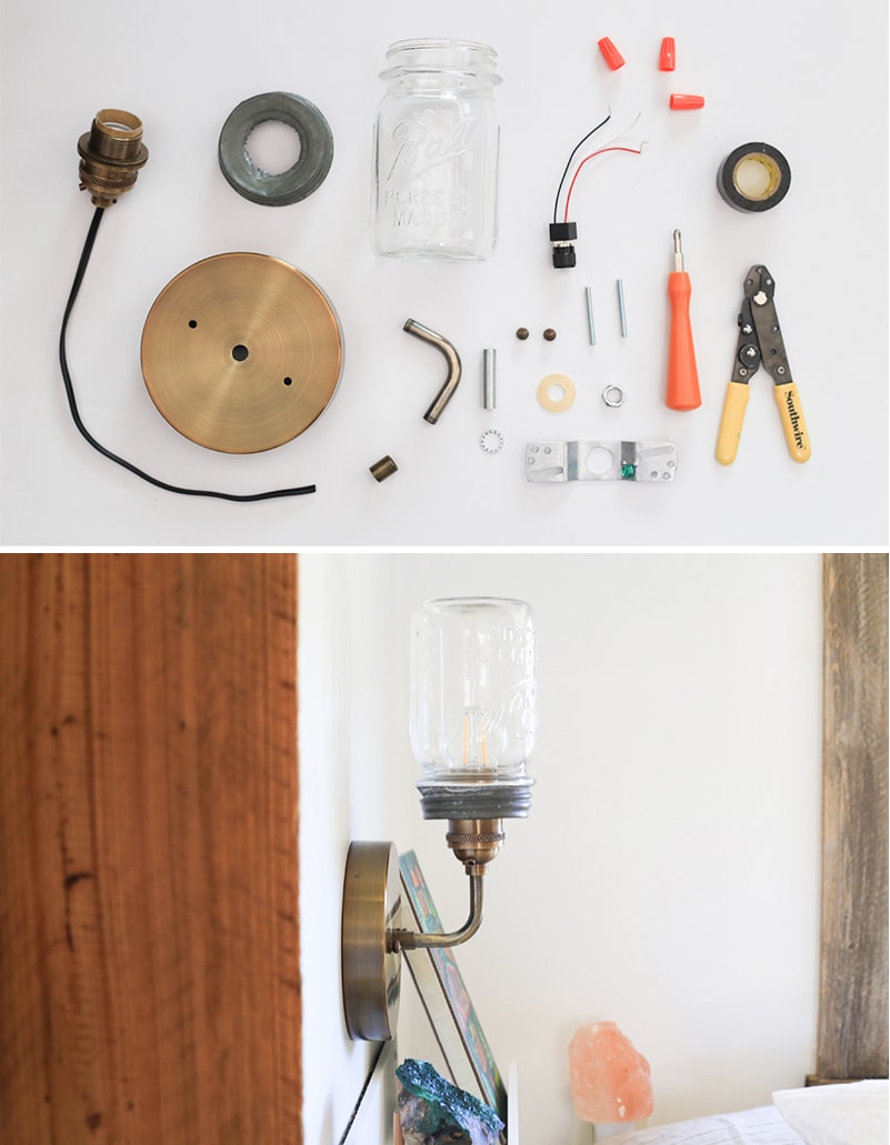 See how easy it is to make a Mason Jar wall light fixture with a dimmer switch, perfect for adding a rustic touch to your home or RV! MountainModernLife.com