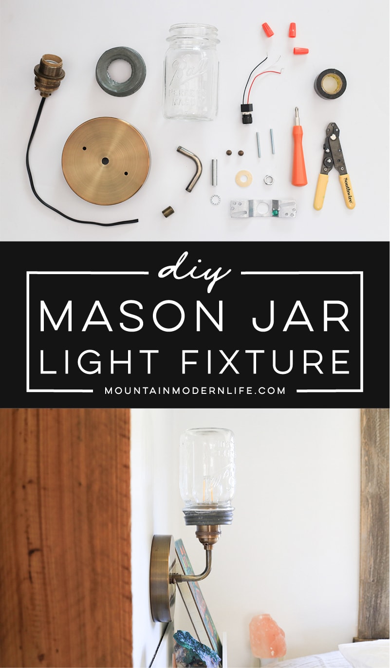See how easy it is to make a Mason Jar wall light fixture with a dimmer switch, perfect for adding a rustic touch to your home or RV! MountainModernLife.com
