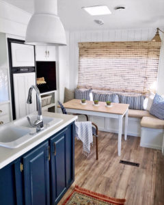 Camper Tour: See how @RVFixerUpper transforms drab 5th wheels into stylish tiny homes! MountainModernLife.com #rvrenovation #campertour