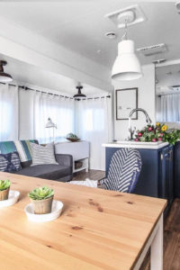 Camper Tour: See how @RVFixerUpper transforms drab 5th wheels into stylish tiny homes! MountainModernLife.com #rvrenovation #campertour