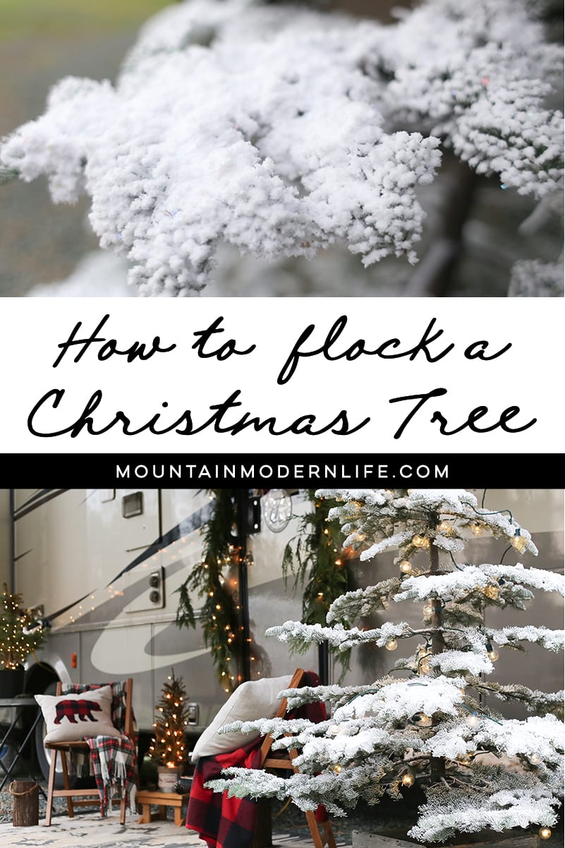 How to flock a Christmas tree with realistic results! See how easy it is to transform a real or artificial tree into a winter wonderland! MountainModernLife.com