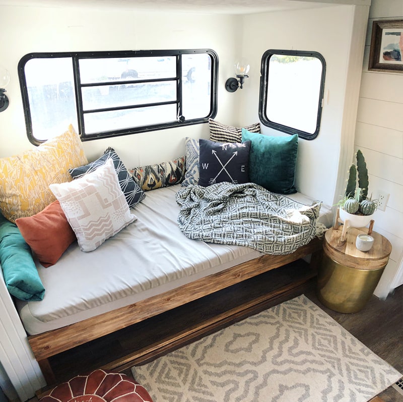 You're going to love this modern and eclectic camper tour from Our Tiny Abode!