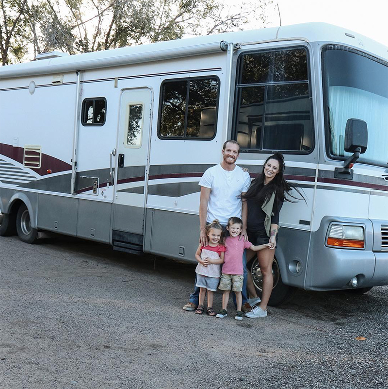 Tour this RV renovated for a family of 4 from @CaitiJackson! Featured on MountainModernLife.com