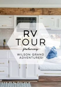 Tour this remodeled RV filled with lots of white, shiplap, and warm wood tones from @WilsonGrandAdventures! Featured on MountainModernLife.com