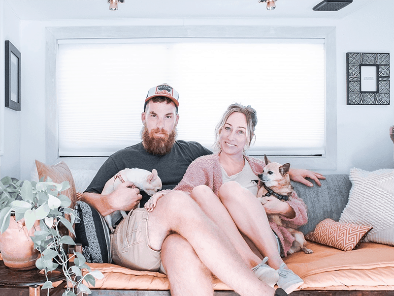 This couple lives on a blueberry farm in their bohemian-inspired RV! View the tour from @The_Ramblr_RV on MountainModernLife.com