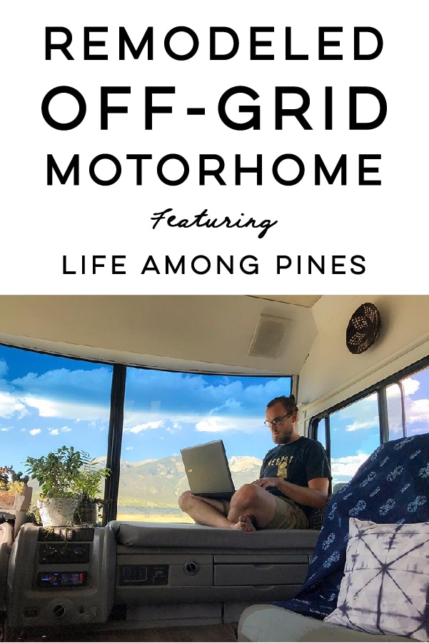 This RV has been transformed into an off-grid tiny home on wheels (and it's for sale!) Photos from @LifeAmongPines - view the tour on MountainModernLife.com