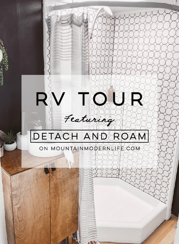 Tour this Modern RV Remodel filled with Scandinavian Coziness from Detach and Roam! Featured on MountainModernLife.com