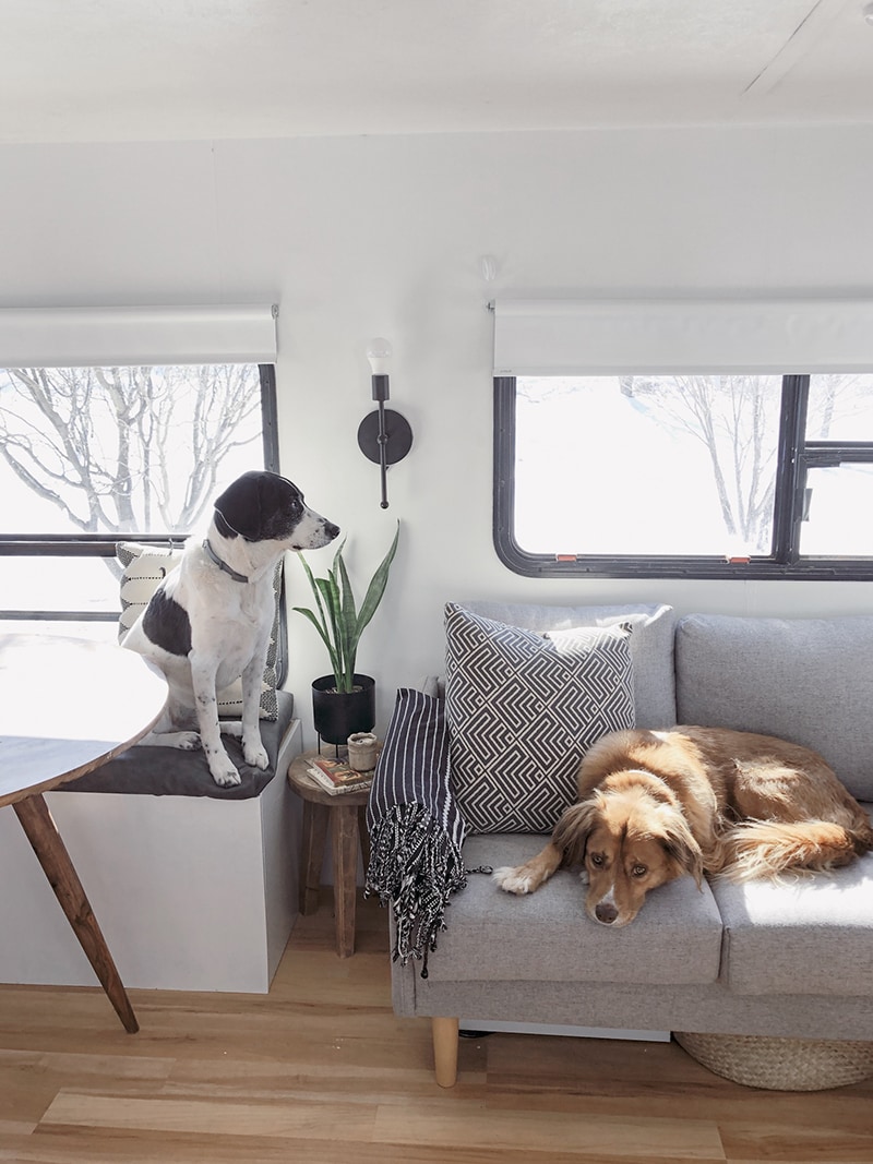 Tour this Modern RV Remodel filled with Scandinavian Coziness from Detach and Roam! Featured on MountainModernLife.com 