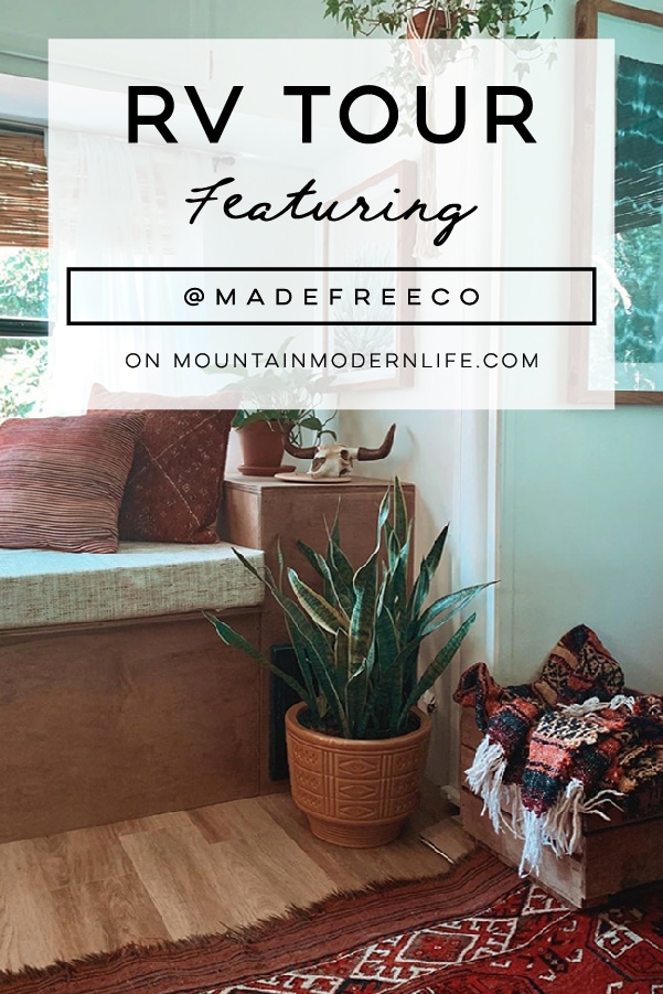 The muted earth tones in this eclectic camper will have you dreaming of the desert | Featuring @madefreeco on MountainModernLife.com