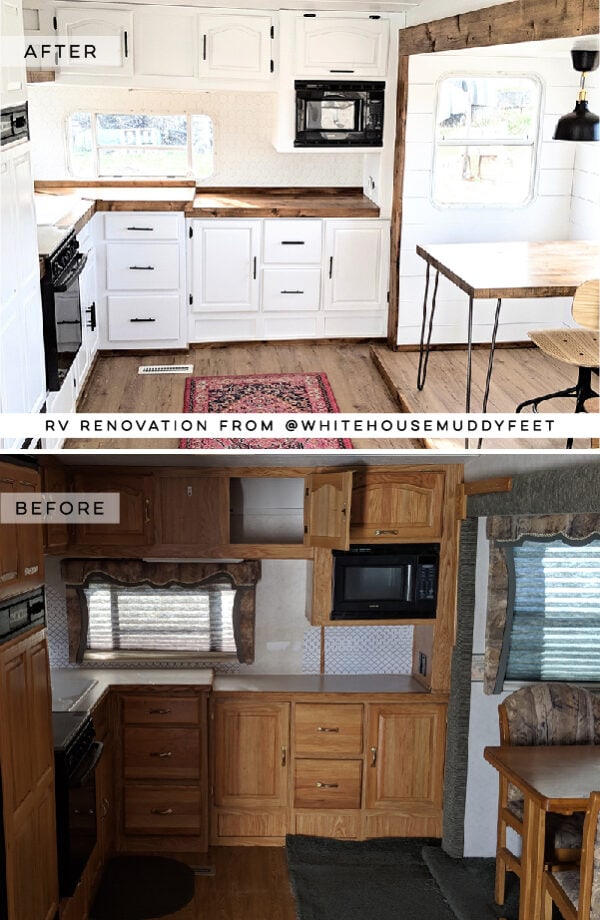This RV was transformed into a tiny modern farmhouse!