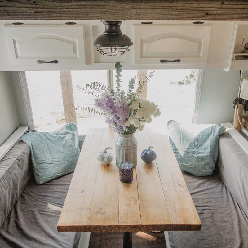 This outdated motorhome was transformed into a bright and beautiful home on wheels
