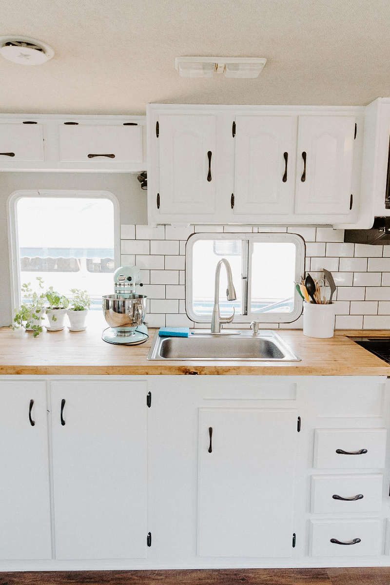 This outdated motorhome was transformed into a bright and beautiful home on wheels