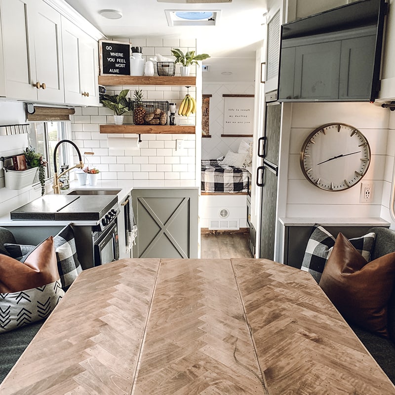 You’ll wanna go glamping in this Modern Farmhouse Style Toy Hauler! Featuring @FoxandTimber on MountainModernLife.com