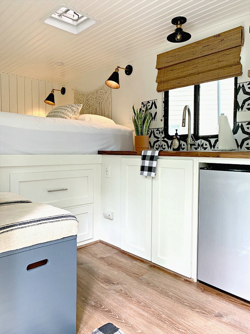 This may be the most stylish cargo trailer conversion you’ve ever seen! Come see how @ChatfieldCourt transformed an empty shell into a modern tiny home on wheels! Featured on MountainModernLife.com