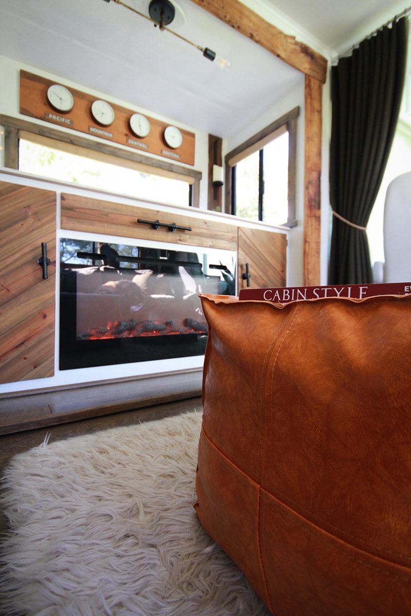 Faux Leather ottoman inside RV