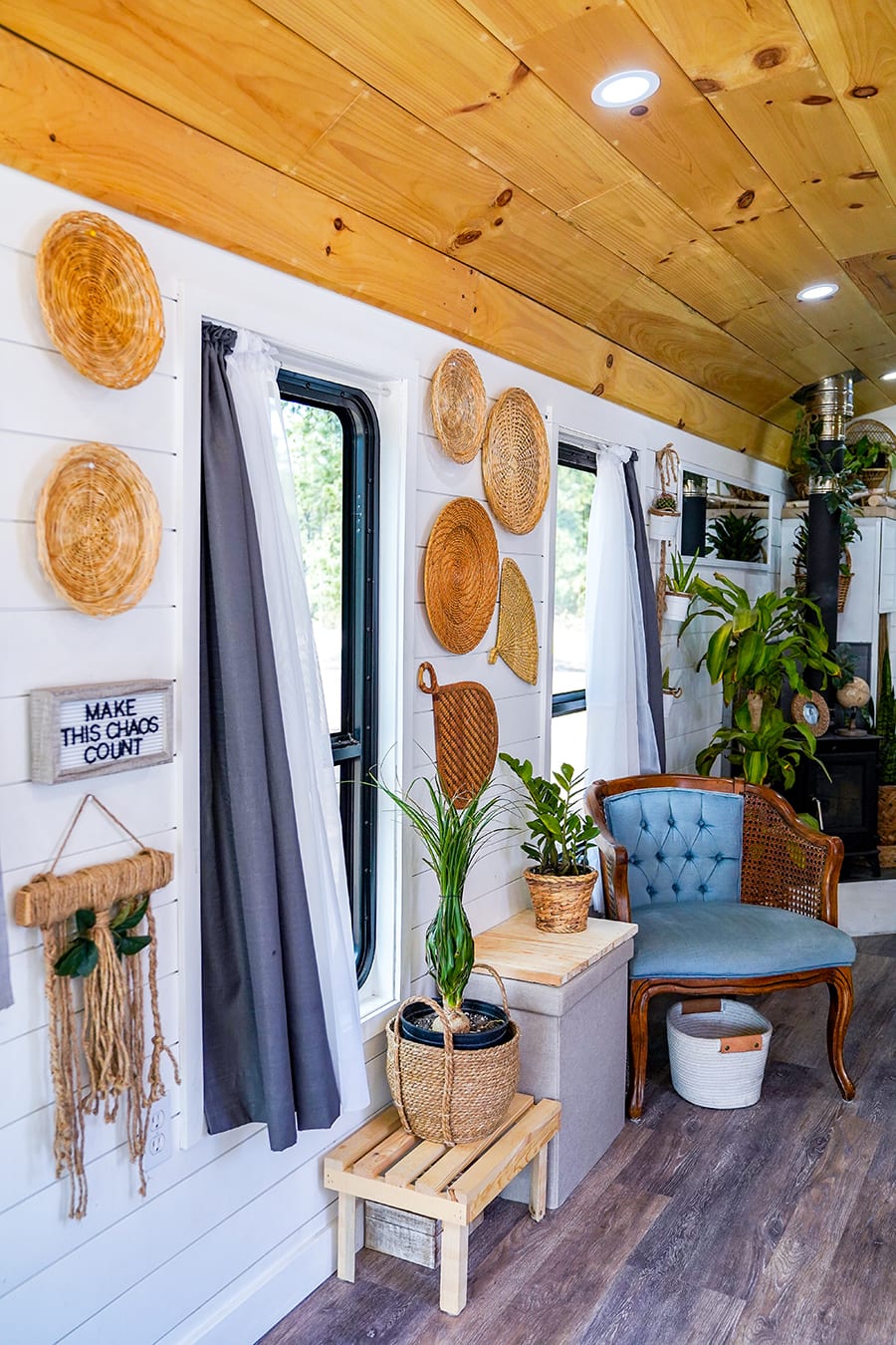 skoolie with casual boho style @happyhomebodies