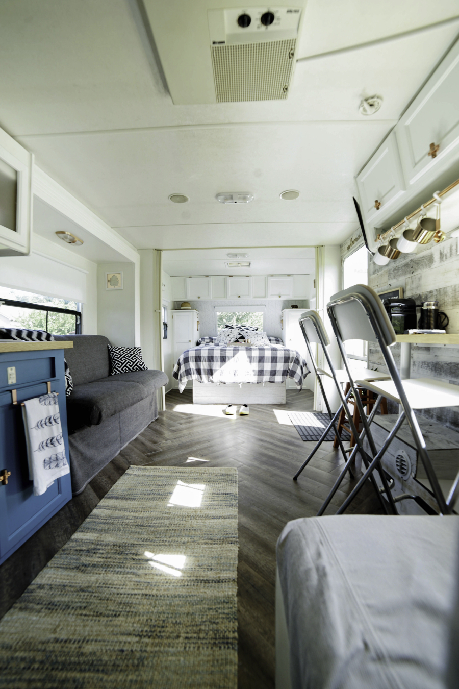 remodeled travel trailer with modern country interior