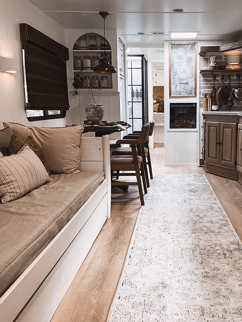 You’ll want to cozy up to the earthy hues and organic textures in this renovated Monaco Motorhome
