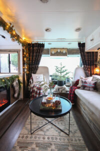 real Christmas tree in camper