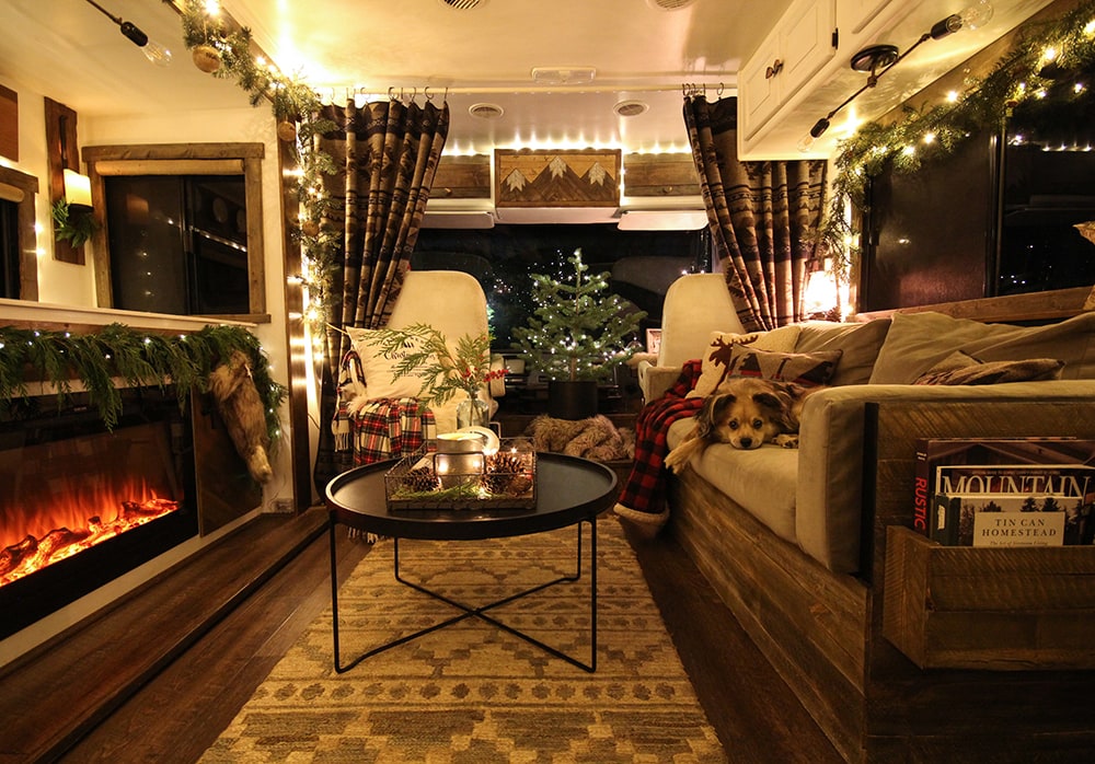 RV decorated for Christmas