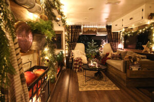 camper decorated for Christmas
