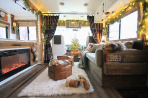 cozy camper decorated for Christmas