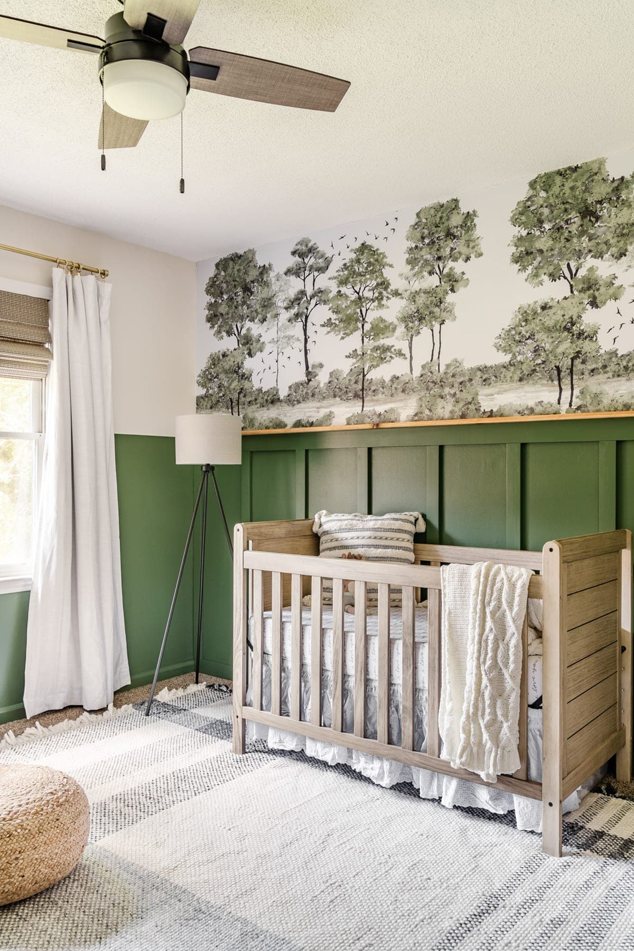 nursery with green accent wall