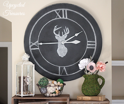 How to Upcycle a Table into a Clock! See how to transform an outdated thrift shop table into something new for a gallery wall! UpcycledTreasures.com